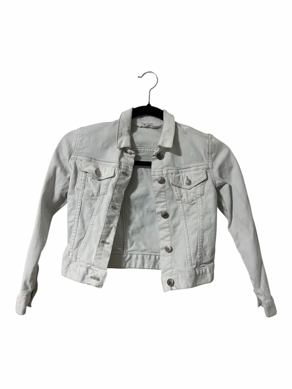 White Denim Jean Jacket H&M Little Girls Size 8-9 Summer Lightweight Feminine